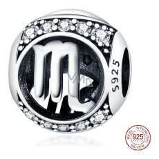 Charm Sterlingové stříbro 925 znamení zvěrokruhu Štír + zirkony, korálek na náramek Charm Sterlingové stříbro 925 znamení zvěrokruhu Štír + zirkony, korálek na náramek