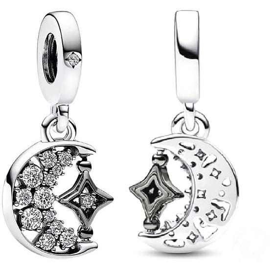 Charm Půlměsíc a otáčecí hvězda, přívěsek na náramek vesmír