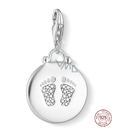 Charm Sterlingové stříbro 925 Baby - Disk dětská stopa, humří spona přívěsek na náramek narození Charm Sterlingové stříbro 925 Baby - Disk dětská stopa, humří spona přívěsek na náramek narození