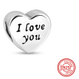 Charm Sterlingové stříbro 925 Srdce a nápis Miluji tě, korálek na náramek láska