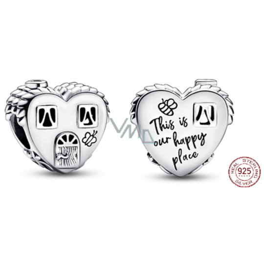 Charm Sterlingové stříbro 925 Domečku ve tvaru srdce Toto je naše šťastné místo, korálek na náramek rodina Charm Sterlingové stříbro 925 Domečku ve tvaru srdce Toto je naše šťastné místo, korálek na náramek rodina