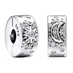 Charm Slunce a Měsíc – harmonie světla a tmy, se zirkonií stopper, klipový korálek na náramek vesmír