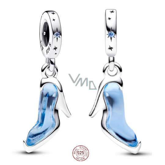 Charm Sterlingové stříbro 925 Disney Popelka, skleněný pantoflíček, přívěsek na náramek film