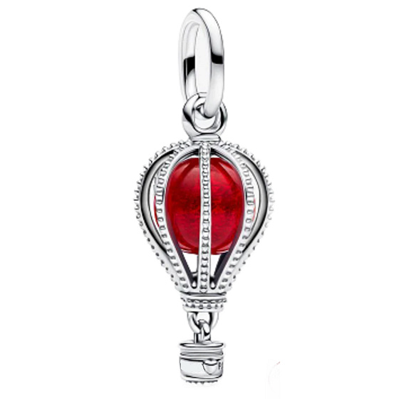 Charm Horkovzdušný balón Murano červené, přívěsek na náramek cestování