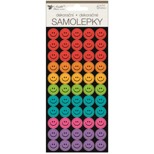 Samolepky smajlíci 6 archů/300 kusů 9,5 x 21 cm