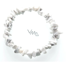 Magnezit / Howlit bílý náramek elastický sekaný přírodní kámen 19 cm, očistný kámen