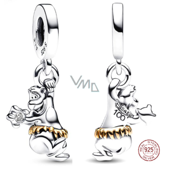 Charm Sterlingové stříbro 925 Disney 100. výročí Kniha džunglí, Balú medvěd, přívěsek na náramek, film