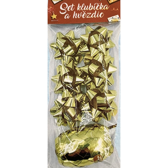 Nekupto Hvězdice 5 cm 1 kus + klubíčko 5 mm x 20 m 6 kusů, zlatá