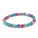 Achát pestrobarevný fazet čakrtový náramek elastický přírodní kámen, kulička 6 mm / 16 - 17 cm, klid - ochrana - síla - harmonie