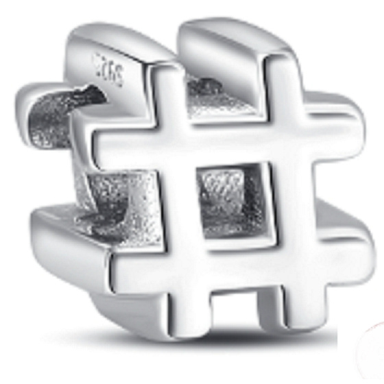 Charm Hashtag, korálek na náramek symbol