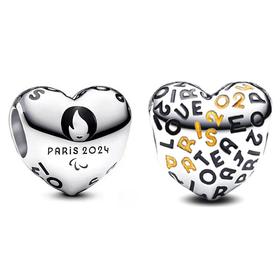 přívěsek Francie, Paříž 2024 Olympijské hry srdce ze stříbra