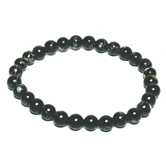 Perleť černá náramek elastický syntetický, kulička 6 mm / 16 - 17 cm, symbol ženskosti