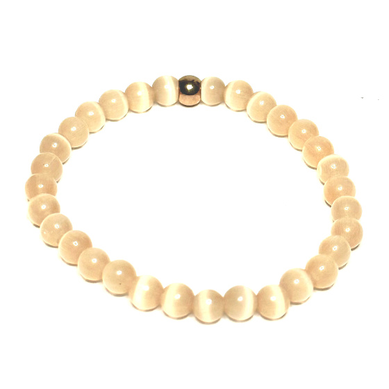 Ulexit champagne náramek elastický přírodní kámen, kulička 6 mm / 16 - 17 cm, AAA kvalita