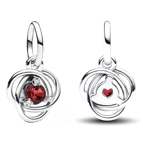 Charm Kruh věčnosti Červený temně, leden, přívěsek na náramek symbol