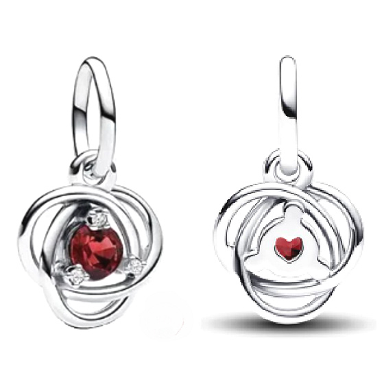 Charm Kruh věčnosti Červený temně, leden, přívěsek na náramek symbol