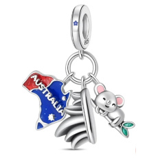 Charm Austrálie, Sydney koala, vlajka - svoboda na konci světa, 3v1 přívěsek na náramek cestování