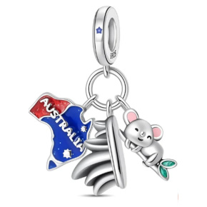 Charm Austrálie, Sydney koala, vlajka - svoboda na konci světa, 3v1 přívěsek na náramek cestování