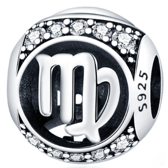 Charm Znamení zvěrokruhu Panna + zirkony, korálek na náramek