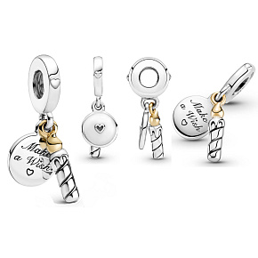 Charm Narozeninová svíčka, 2v1 přívěsek na náramek narozeniny