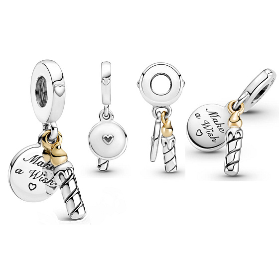 Charm Narozeninová svíčka, 2v1 přívěsek na náramek narozeniny