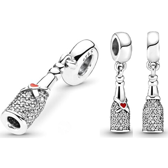 Charm Láhev sektu - čas oslav, přívěsek na náramek výročí