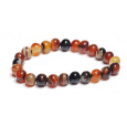 Achát žlutý ohnivý náramek elastický přírodní kámen, kulička 8 mm / 16 - 17 cm, klid - ochrana - síla - harmonie