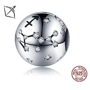 Charm Znamení zvěrokruhu Střelec + zirkony, korálek na náramek 9 mm