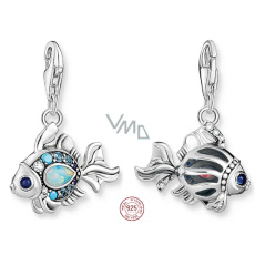 Charm Sterlingové stříbro 925 Ryba s modrými kamínky, humří spona přívěsek na náramek zvíře