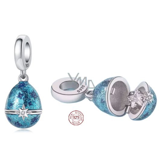 Charm Sterlingové stříbro 925 Velikonoční vajíčko otevírací, přívěsek na náramek jídlo a pití Charm Sterlingové stříbro 925 Velikonoční vajíčko otevírací, přívěsek na náramek jídlo a pití