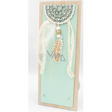 Nekupto Home Decor Dřevěná deska s háčky zelená 12 x 30 cm Nekupto Home Decor Dřevěná deska s háčky zelená 12 x 30 cm