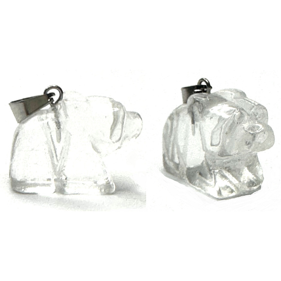 Křišťál Medvěd přívěsek přírodní kámen, ručně broušená figurka 1,8 x 2,5 x 8 mm, kámen kamenů