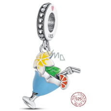 Charm Sterlingové stříbro 925 Míchaný nápoj - léto ve sklenici, přívěsek na náramek jídlo a pití