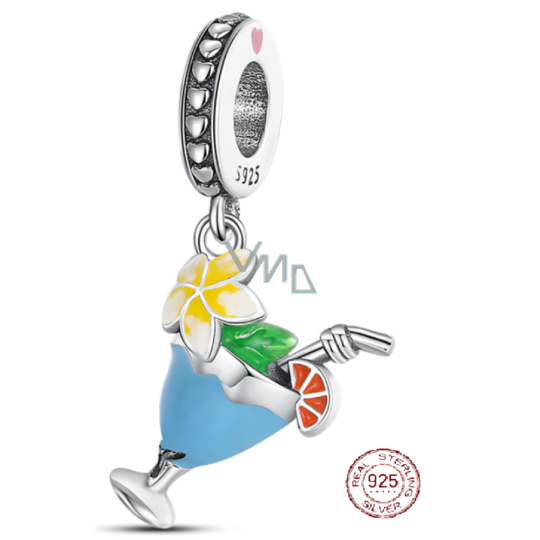 Charm Sterlingové stříbro 925 Míchaný nápoj - léto ve sklenici, přívěsek na náramek jídlo a pití