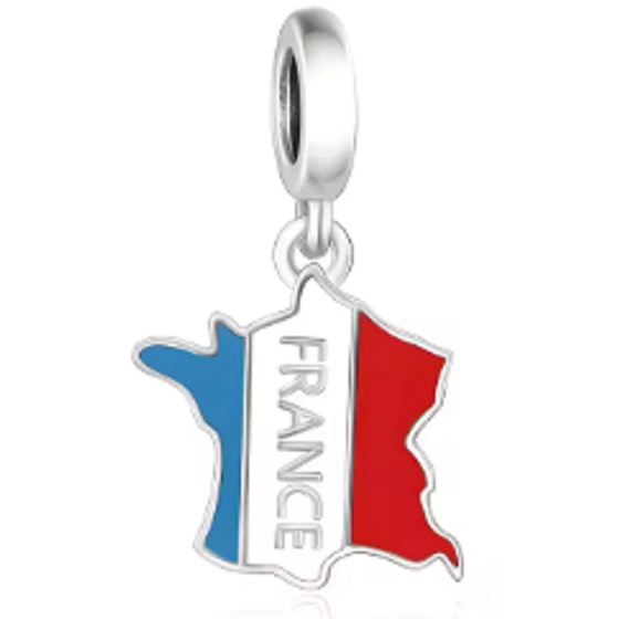 Charm Francie vlajka - houpající se mapa, přívěsek na náramek cestování