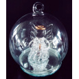 Koule skleněná s andělem svítící Led 6 cm