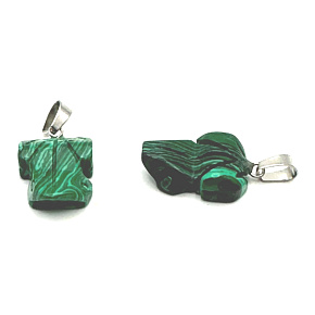 Malachit Žába pro štěstí přívěsek přírodní kámen cca 20 x 15 mm, kámen splněných přání