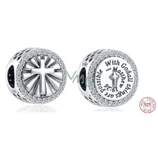 Charm Sterlingové stříbro 925 Náboženská kouzla s bohem je možné vše Matouš 19:26, korálek na náramek