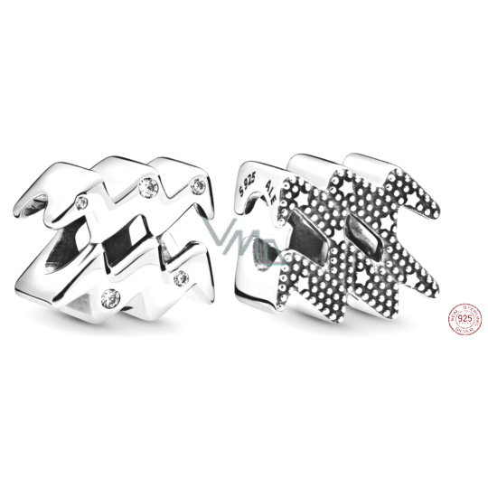 Charm Sterlingové stříbro 925 znamení zvěrokruhu Třpytivý Vodnář, korálek na náramek