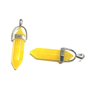 Aeanturin žlutý kyvadlo šestihran přívěsek přírodní kámen 41 x 13 mm, kámen štěstí
