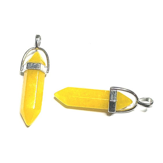 Aeanturin žlutý kyvadlo šestihran přívěsek přírodní kámen 41 x 13 mm, kámen štěstí