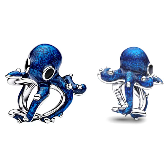 Charm Chobotnice Midnight Blue – symbol inteligence, tajemství a přizpůsobivosti, přívěsek na náramek moře