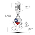 Charm Chile vlajka srdce - Miluji Chille - I Love Chile, 2v1 přívěsek na náramek cestování