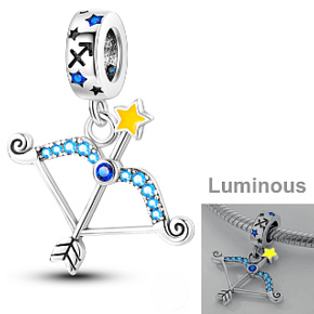 Charm Znamení zvěrokruhu Střelec, zářící ve tmě luminozní přívěsek na náramek