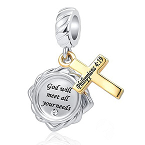 Charm Duchovní symbol, Philippians 4:19, 2v1 přívěsek na náramek