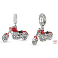 Charm Sterlingové stříbro 925 Motorka červená, přívěsek na náramek cestování