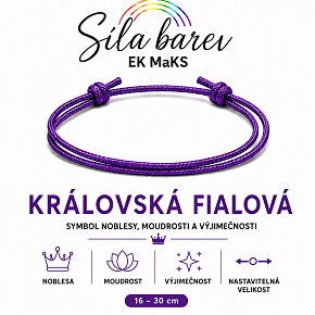 Šňůrkový náramek Síla barev – Královská fialová | Symbol noblesy, moudrosti a výjimečnosti | nastavitelný 16 - 30 cm Šňůrkový náramek Síla barev – Královská fialová | Symbol noblesy, moudrosti a výjimečnosti | nastavitelný 16 - 30 cm