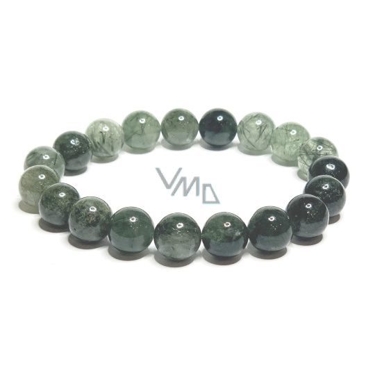 Křišťál s aktinolitem náramek elastický přírodní kámen, kulička 10 mm / 16 - 17 cm, kámen kamenů Křišťál s aktinolitem náramek elastický přírodní kámen, kulička 10 mm / 16 - 17 cm, kámen kamenů