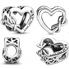 Charm Srdce a nekonečno Love You Mum, korálek na náramek rodina