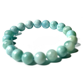 Larimar náramek elastický přírodní kámen, 10 - 11 mm / 16 - 17 cm, klid - mír - vyrovnanost