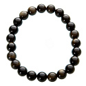 Obsidian zlatý náramek elastický přírodní kámen, 10 mm / 16 - 17 cm, kámen záchrany